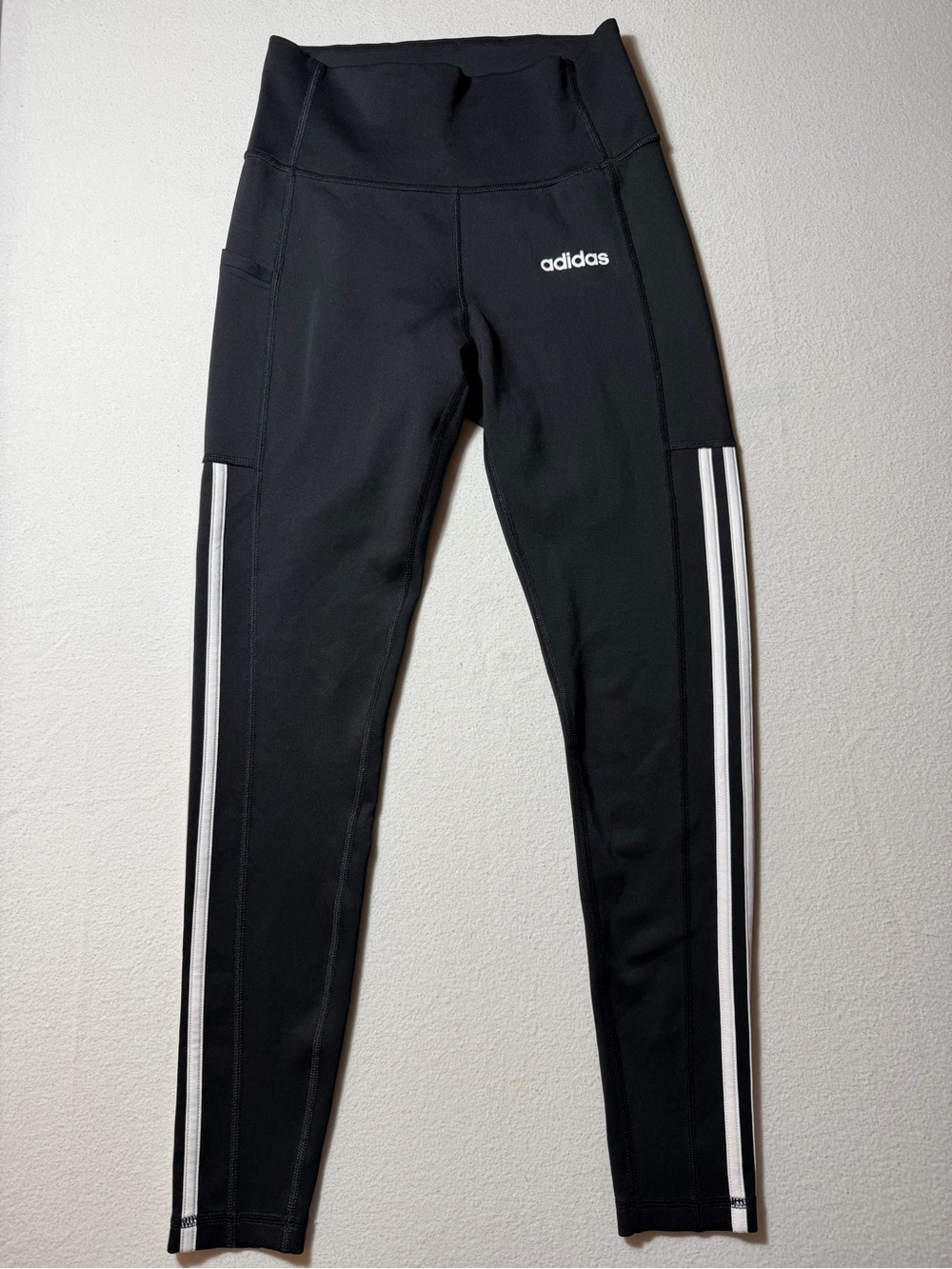 adidas Black Leggings with White Side Stripes